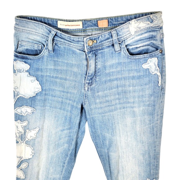 Anthropologie Pilcro and the Letterpress Women's Skinny Jeans 27 Floral Applique - Picture 2 of 11